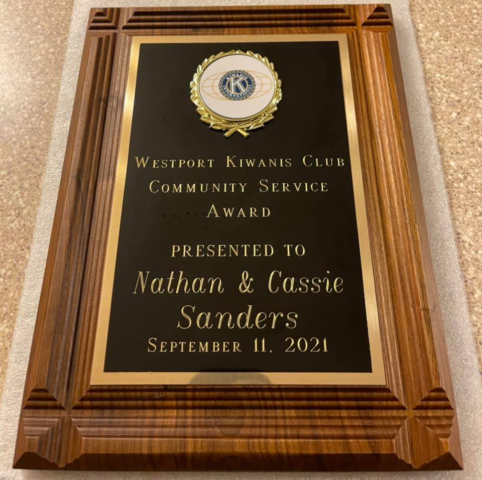 2021 Community Service Award Plaque